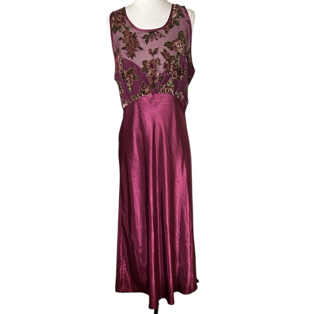 Vintage Private Luxuries Maroon Slip Dress Nightgown